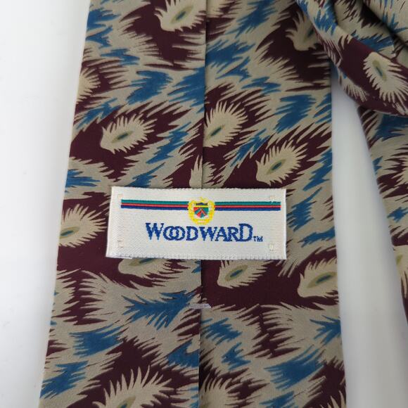 Vintage Woodward All Silk Tie Men's‎ Pattern Burgundy Maroon 100% - Picture 3 of 4